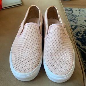 Vans pink suede slip on shoes